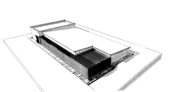 Una nuova cantina nella campagna toscana - 1/3 - schizzo 3D - Tommaso Vecci